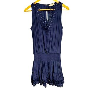 Ramy Brook Oceans dress in Navy with gold detailing hardware size small